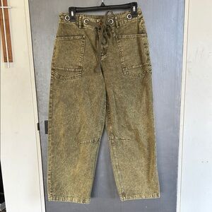 Olive Green free people style MOXIE Cargo jeans